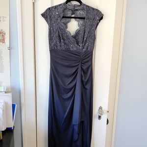 Grey Lace Sequin Gown by Onyx Night Size 4